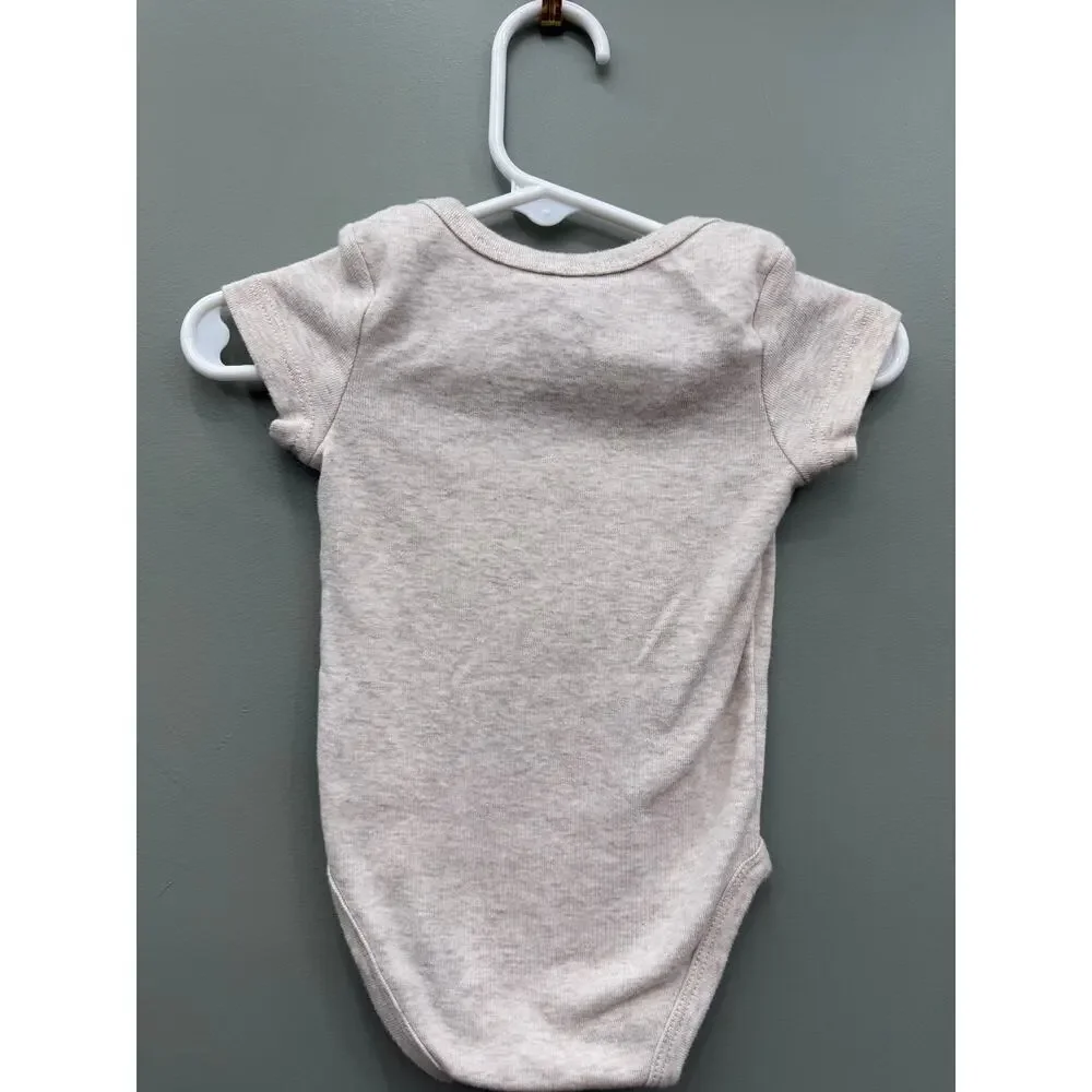Nike Baby Bodysuit Oatmeal Heather Swoosh One Piece Size 6-9M